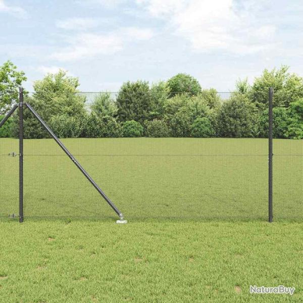 Clture en fil soud avec 7 piquets d'ancrage Gris 1,4x10 m Acier