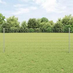 Clôture Euro avec 11 poteaux en U Argent 0,8x25 m Acier