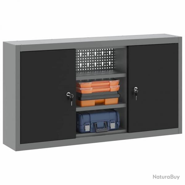 Armoire  outils murale avec panneau perfor Noir 100x20x55 cm Acier