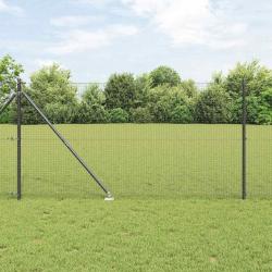 Clôture en fil soudé avec 7 piquets Gris 1.4x10 m Acier