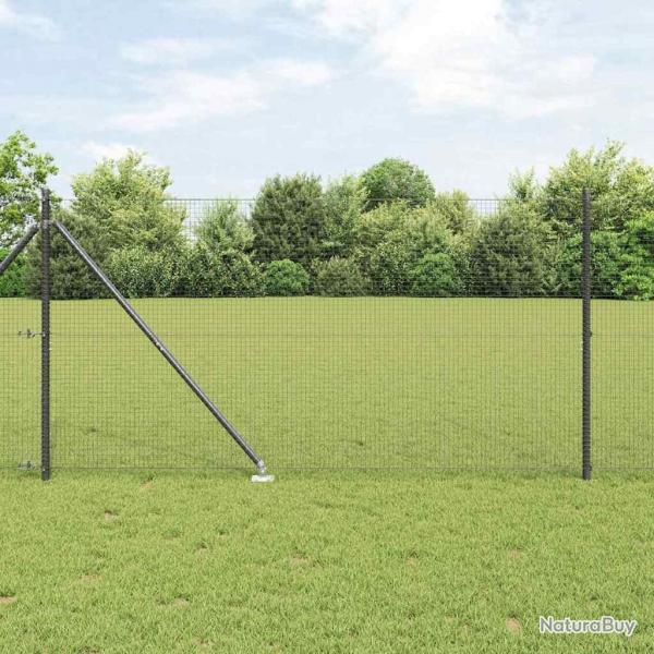 Clture en fil soud avec 7 piquets Gris 1.4x10 m Acier