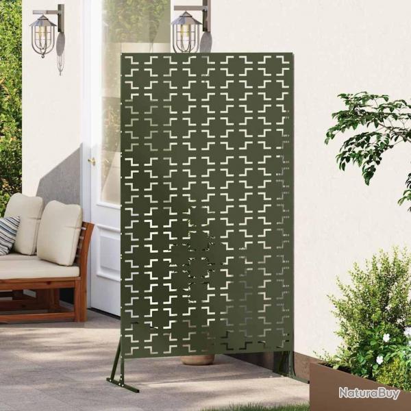 cran de confidentialit vert olive 100x50x180 cm, en acier.
