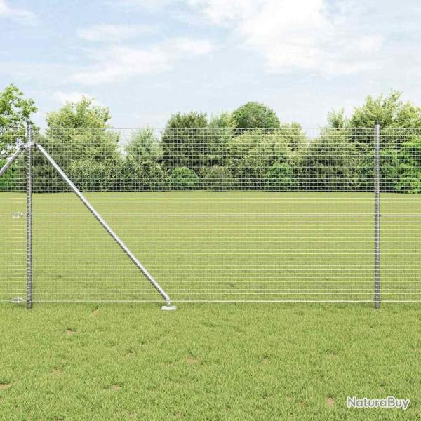 Clture en fil soud avec 13 poteaux en pointe 0,8x10 m Acier galvanis