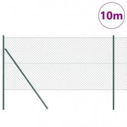 Jeu de Poteaux de Clôture Vert 1.5 x 10 m Acier galvanisé