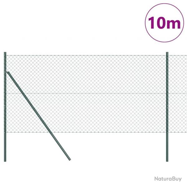 Jeu de Poteaux de Clture Vert 1.5 x 10 m Acier galvanis