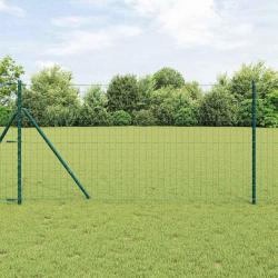 Clôture Euro avec 7 poteaux, 1,4 x 10 m en acier galvanisé vert