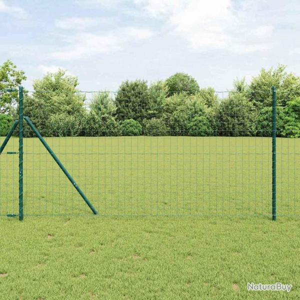 Clture Euro avec 7 poteaux, 1,4 x 10 m en acier galvanis vert