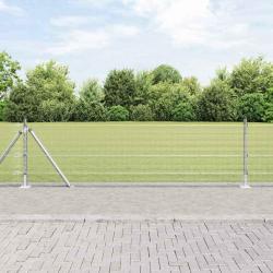 Clôture en fil soudé avec 13 poteaux flangés 0.6x25 m Acier galvanisé