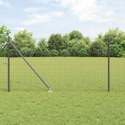 Clôture Euro avec 7 poteaux pointus 1 x 10 m en acier galvanisé gris