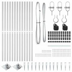 Ensemble de poteaux de clôture avec pointe 13 pcs Argent