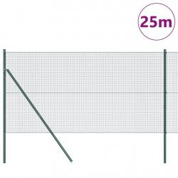 Clôture en fil soudé avec 13 poteaux Vert 1x25 m Acier