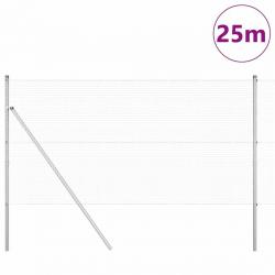 Set de Poteaux de Clôture 25 m Set de 2 Acier galvanisé 25 x 1 m