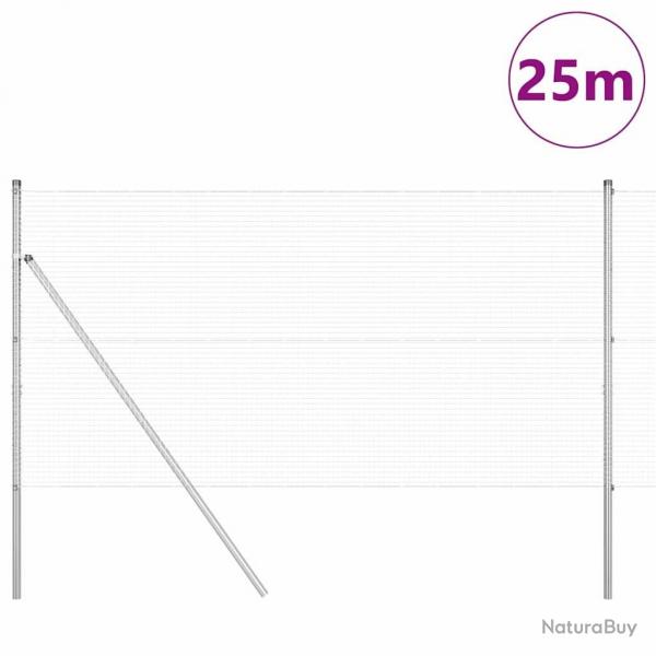 Set de Poteaux de Clture 25 m Set de 2 Acier galvanis 25 x 1 m
