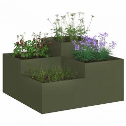 Jardinière 100x100x48 cm Vert olive Acier