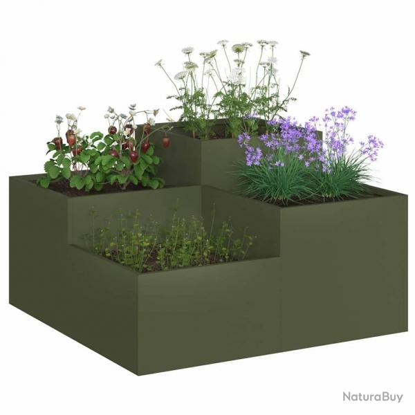 Jardinire 100x100x48 cm Vert olive Acier