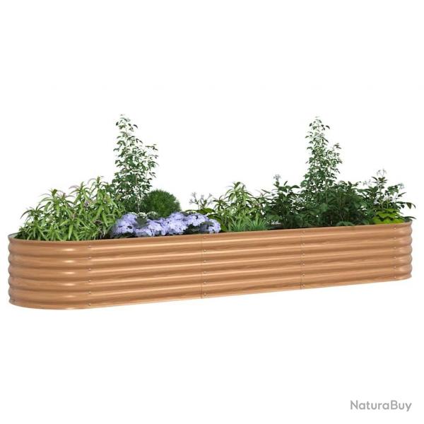 Lit de jardin surlev marron avec look bois 320x80x44 cm en acier