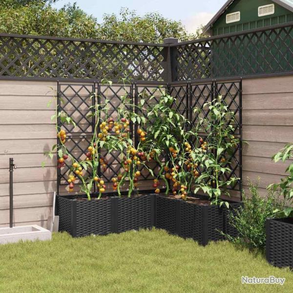 jardinire avec treillis 5 pcs noir 120x120x143 cm