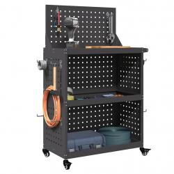 Chariot à outils Noir 65 x 35 x 111 cm Acier peint par poudre