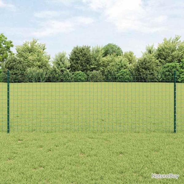 Clture Euro avec 11 poteaux U verte 0,8x25 m en acier