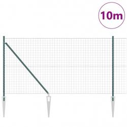 Clôture Euro avec 7 poteaux pointus 1x10 m en acier galvanisé vert