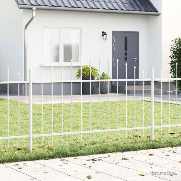 Clture de jardin - Haut en forme de coussin - Blanc, 3,4x1 m, Acier
