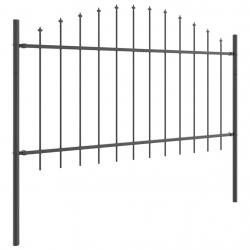 Clôture de jardin gris, sommet arrondi, 3,4 x 1 m en acier