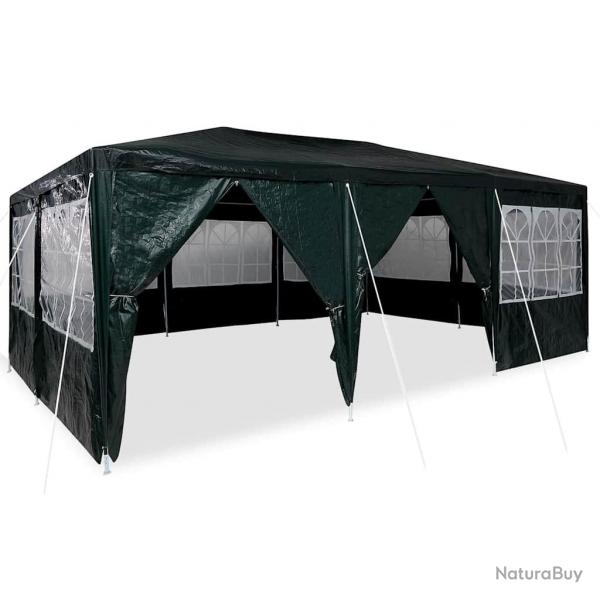 Tente de fte avec 10 parois latrales vertes 6x4 m en PE
