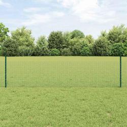 Clôture en Fil Soudé avec 22 Poteaux en U Vert 0.5x50 m Acier