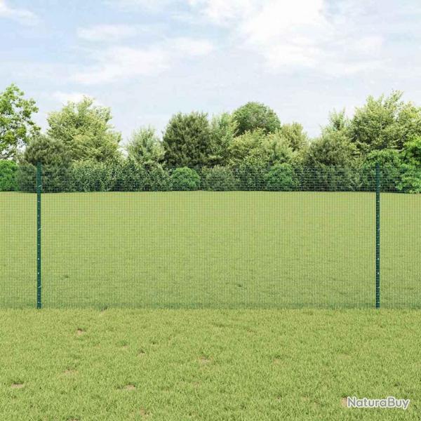 Clture en fil soud avec 11 poteaux en U Verte 1x25 m Acier