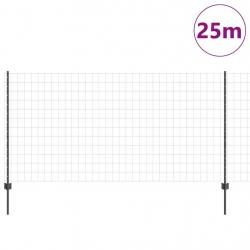 Clôture Euro avec 22 poteaux en U Gris 1,2x25 m Acier