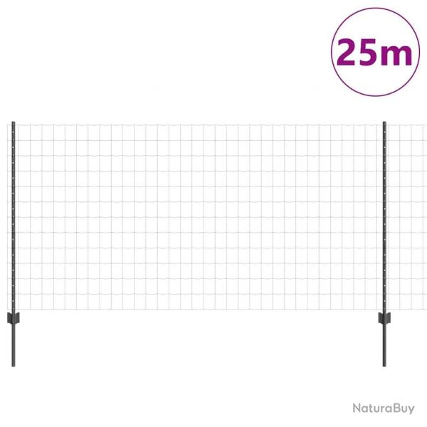 Clture Euro avec 22 poteaux en U Gris 1,2x25 m Acier