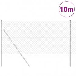 Jeu de Poteaux de Clôture Argent 1.4 x 10 m Acier galvanisé