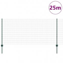 Clôture Euro avec 11 poteaux U Verte 1x25 m Acier