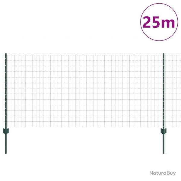 Clture Euro avec 11 poteaux U Verte 1x25 m Acier