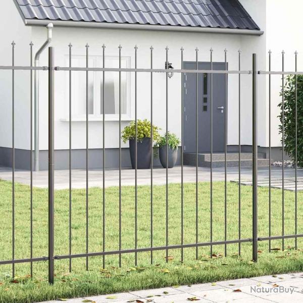 Clture de jardin Gris 5.1 x 1 m Acier enduit de poudre