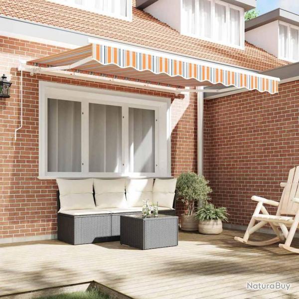 Tissu de remplacement d'auvent pour cadre 3,5x2m Rayures multicolores