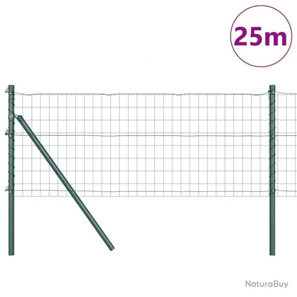 Clture Euro avec 13 poteaux de 0,8 x 25 m en acier galvanis vert