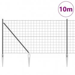 Clôture Euro avec 7 poteaux pointus 1,2 x 10m en acier galvanisé gris