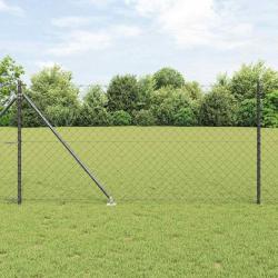 Jeu de Poteaux de Clôture Gris 1 x 10 m Acier galvanisé