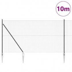 Clôture en Fil Soudé avec 7 Piquets Grise 1.5x10 m Acier