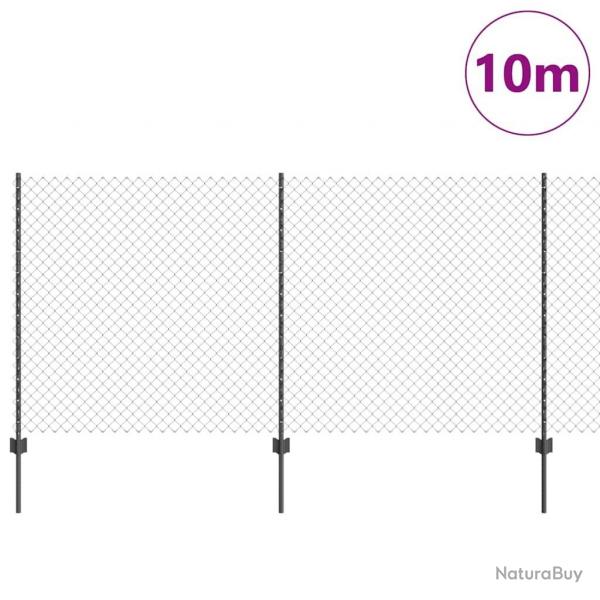 Clture en chane avec 20 poteaux U Gris 1,2x10 m Acier