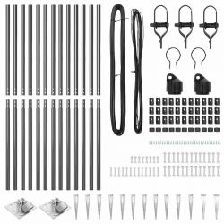 Ensemble de poteaux de clôture 13 pcs Gris Ø32mm 160 cm Métal