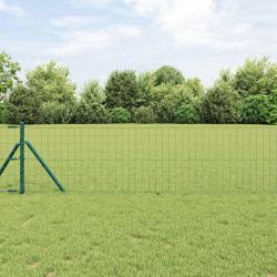 Clôture Euro avec 13 poteaux, 0,6 x 25 m, en acier galvanisé vert