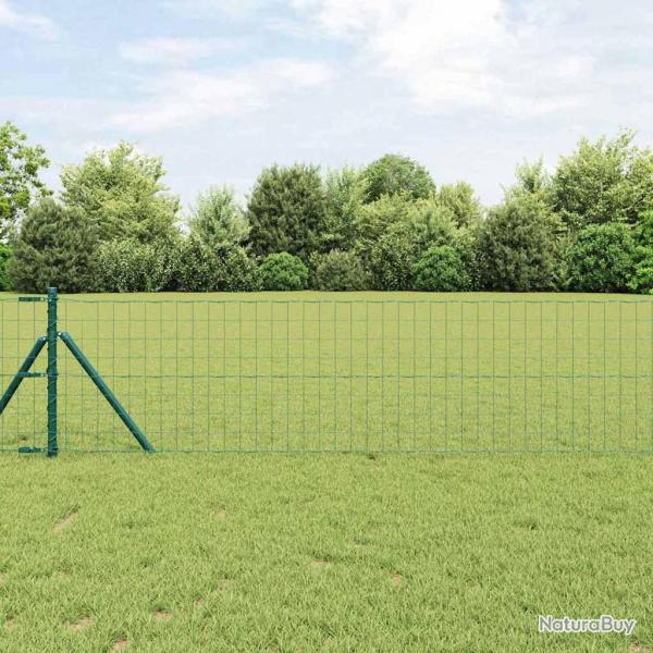 Clture Euro avec 13 poteaux, 0,6 x 25 m, en acier galvanis vert