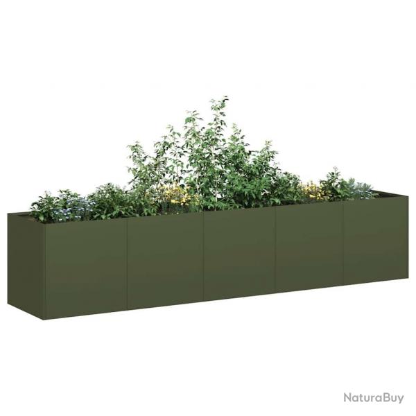 Jardinire vert olive 200x40x40 cm acier lamin  froid