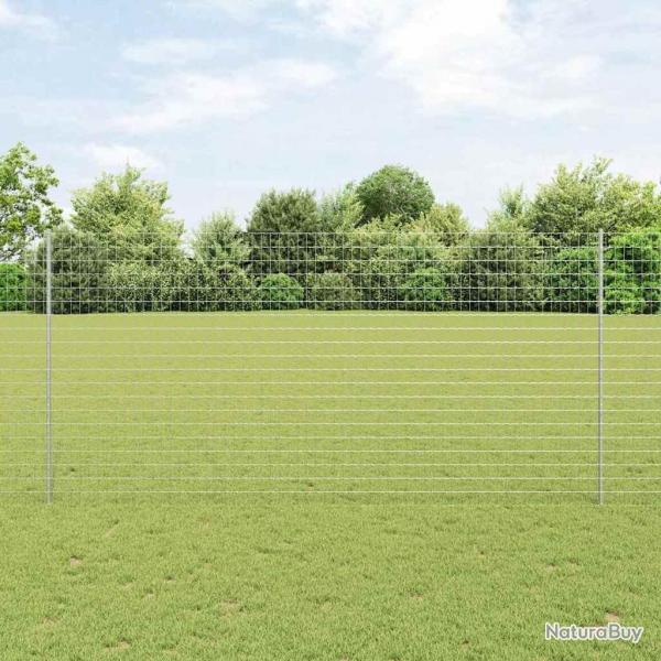 Clture Euro avec 10 poteaux Argent 1,6x10 m Acier