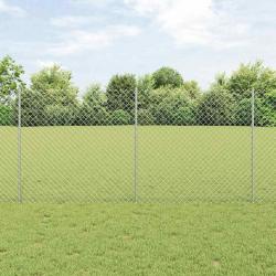 Clôture en treillis métallique avec 20 piquets U Argent 1.2x10 m Acier
