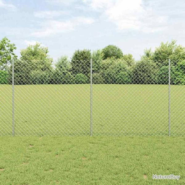 Clture en treillis mtallique avec 20 piquets U Argent 1.2x10 m Acier