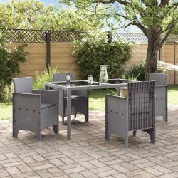 Chaises de jardin avec coussins 4 pcs Gris clair