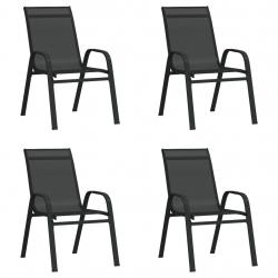 Chaises empilables de jardin lot de 4 Noir Tissu textilène